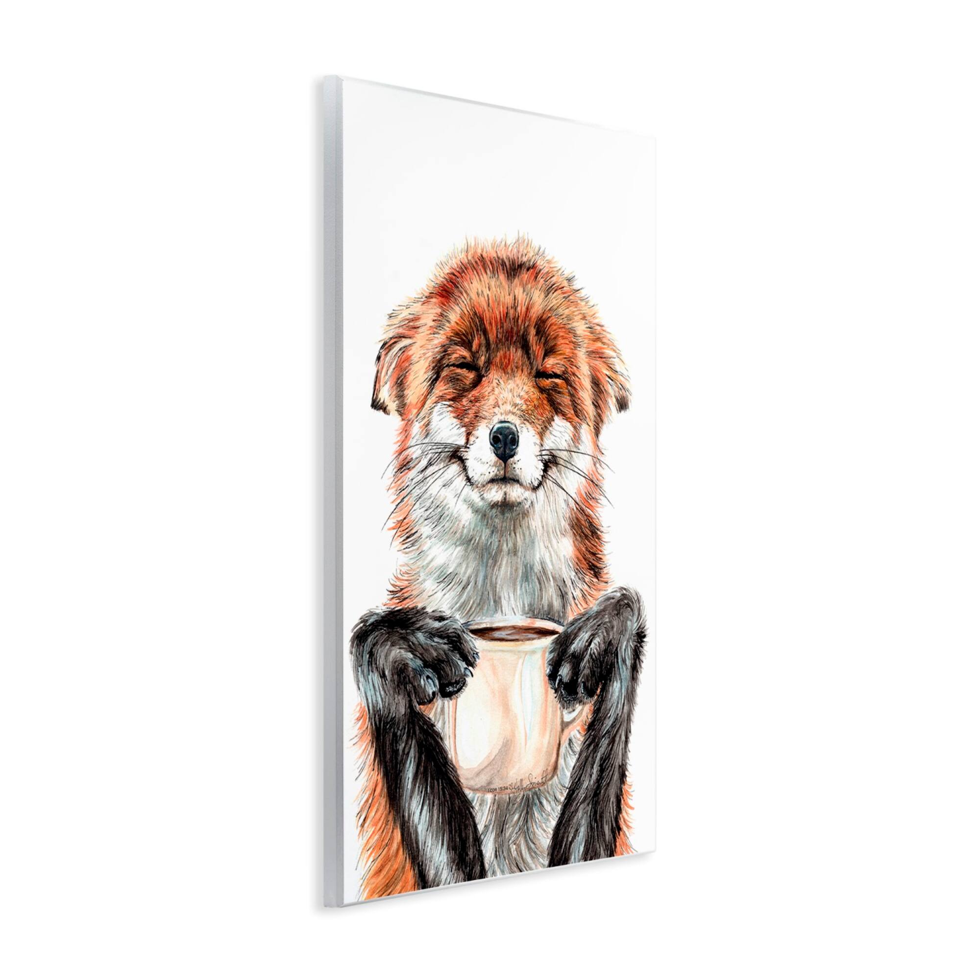 Stupell Industries Happy Fox with Coffee Wall Plaque Art